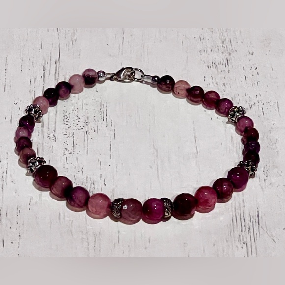 Berry Agate Handmade Beaded Ankle Bracelet - Picture 4 of 6